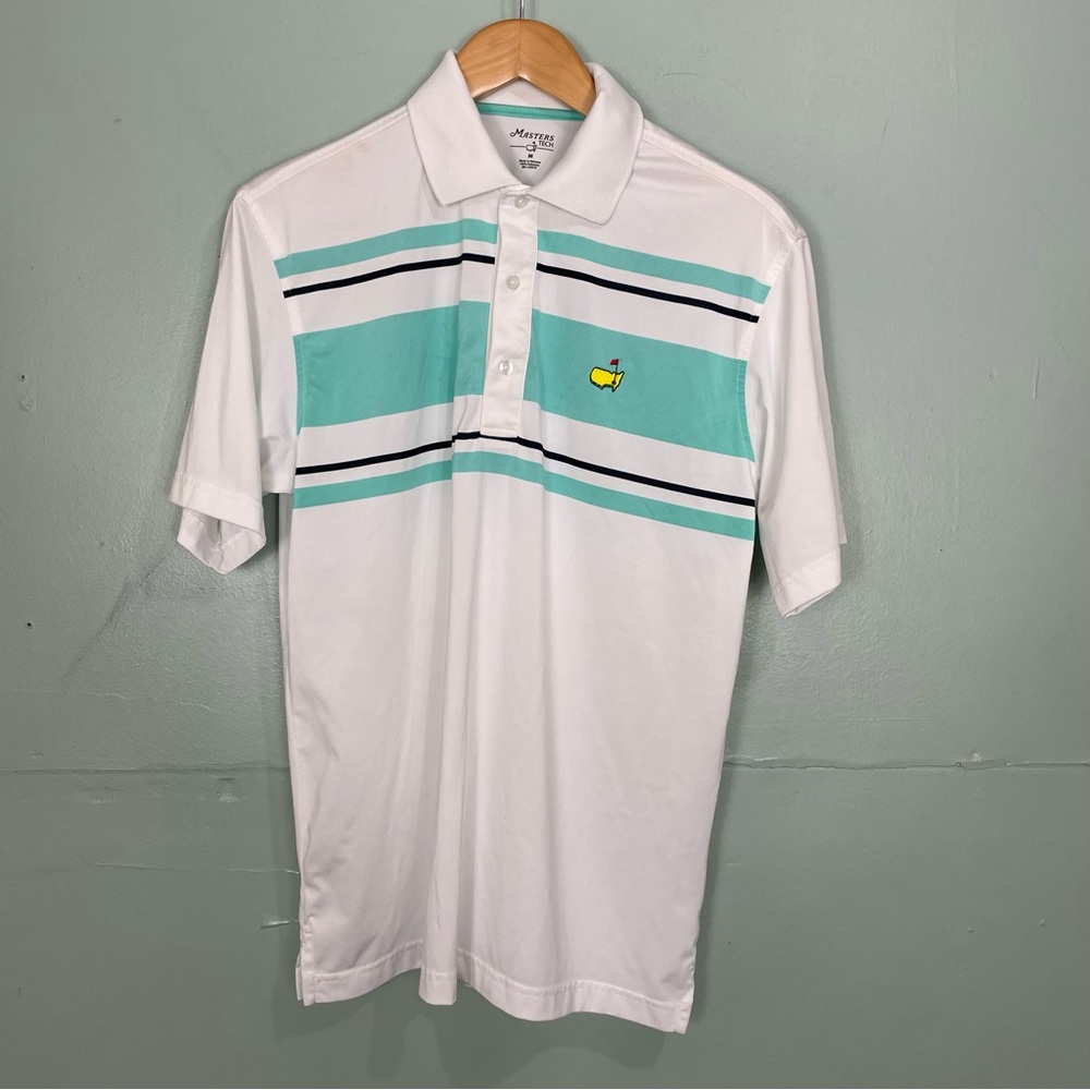 Master Tech Golf Performance Polo Mens Medium White Teal